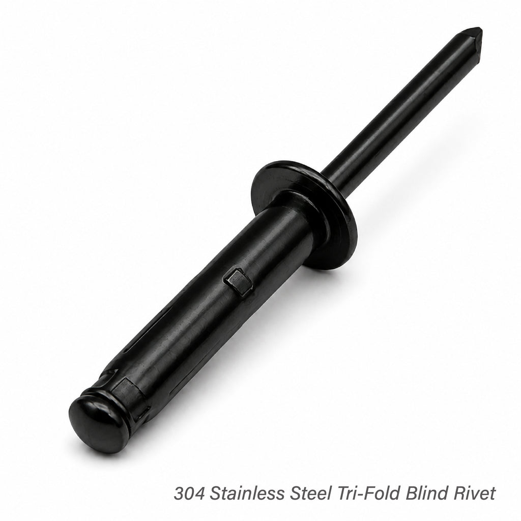 Schwarz E-beschichtete Dreifachspreiz-Blindnieten aus Edelstahl 304, 3/16" × 7/8"