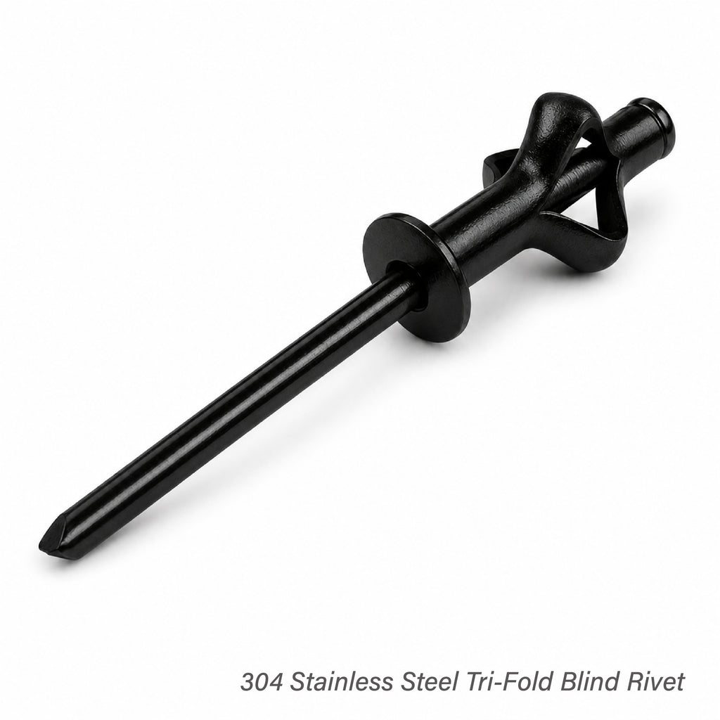 Schwarz E-beschichtete Dreifachspreiz-Blindnieten aus Edelstahl 304, 3/16" × 7/8"