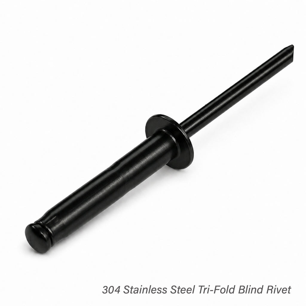 Schwarz E-beschichtete Dreifachspreiz-Blindnieten aus Edelstahl 304, 3/16" × 7/8"