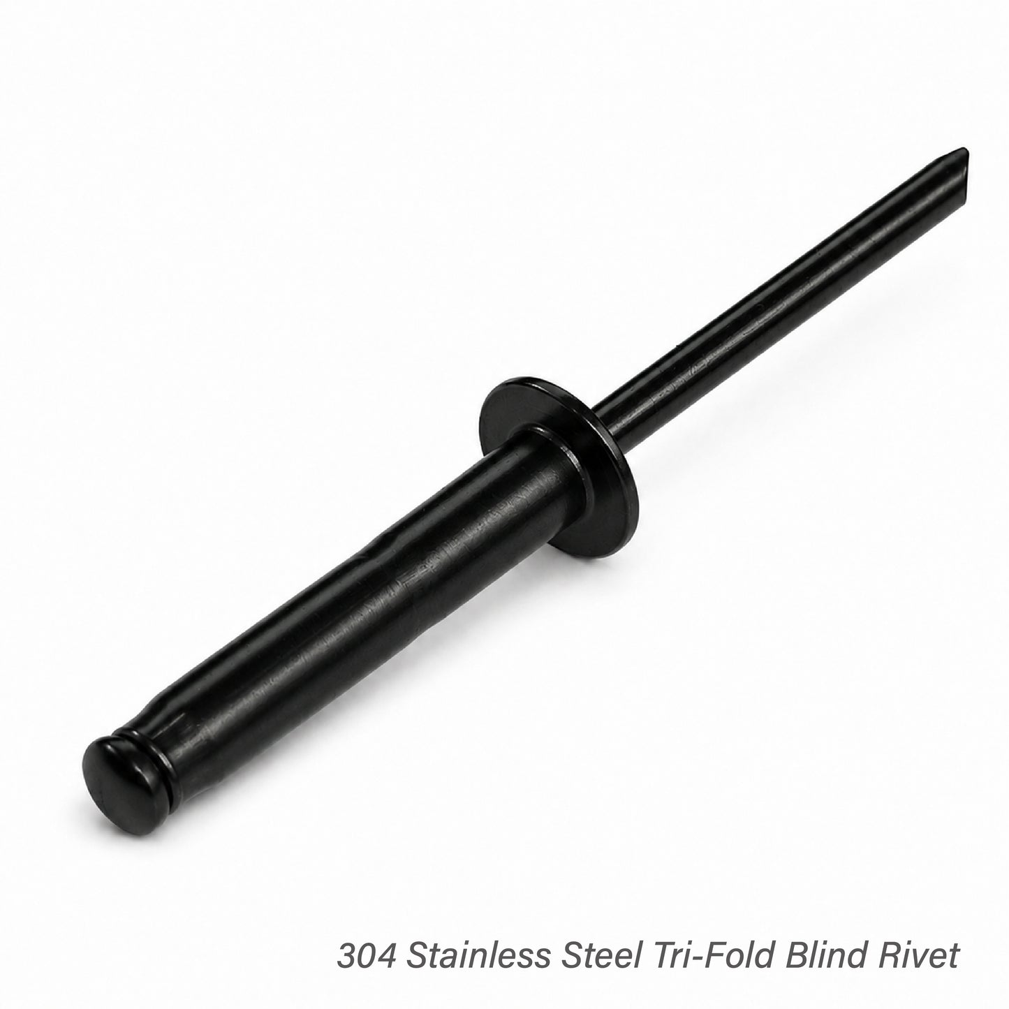 Black E-Coated 304 Stainless Steel Tri-Fold Blind Rivets – 3/16" × 7/8"