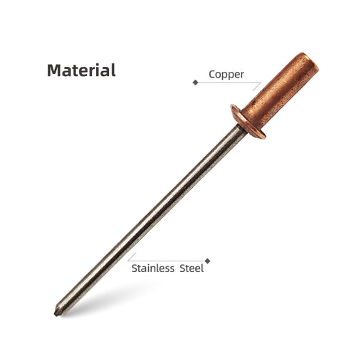 Closed-End Copper Blind Rivets, Dome Head Sealed Pop Rivets with Stainless Steel Mandrel