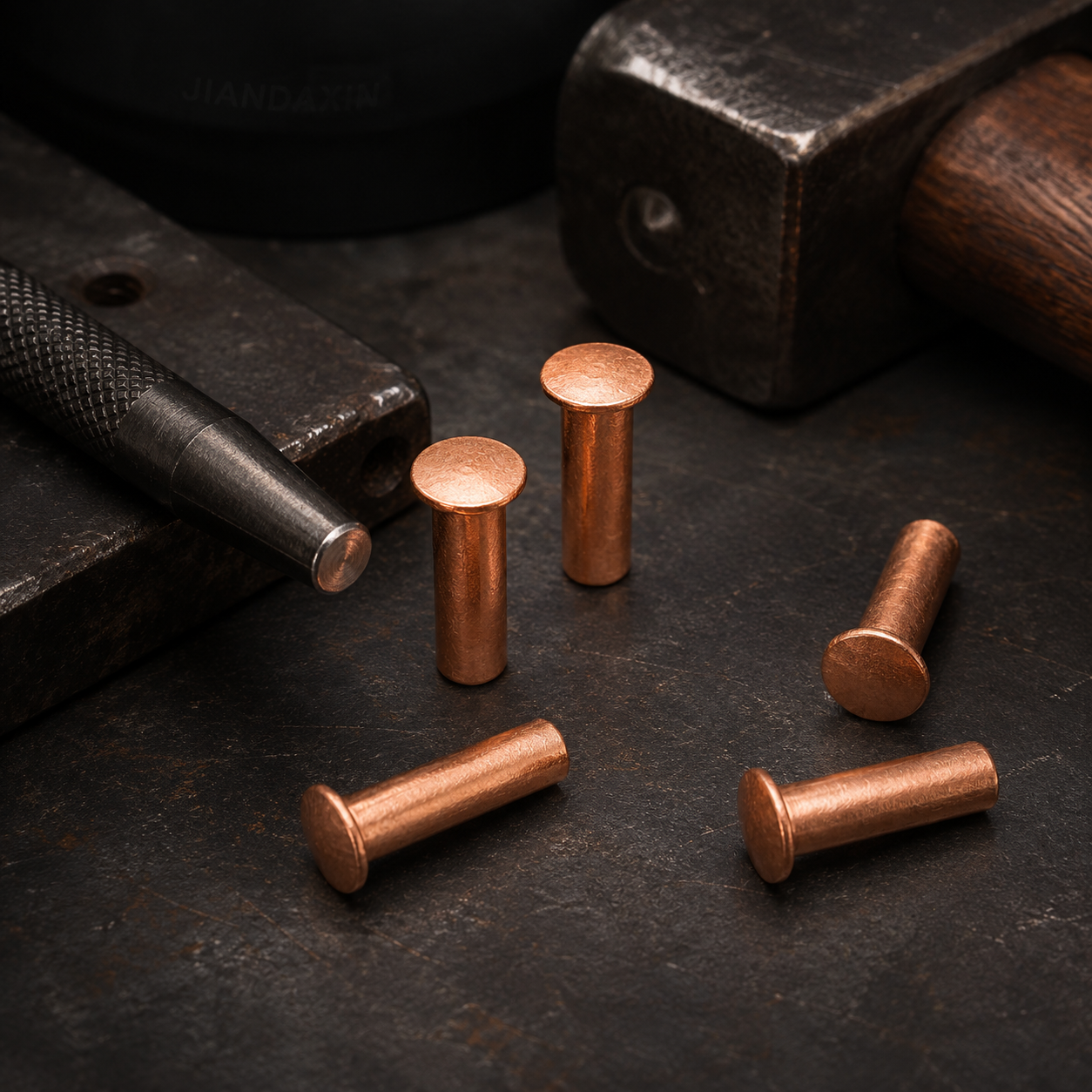 Pure Copper Countersunk Solid Rivets – Hammer-Set