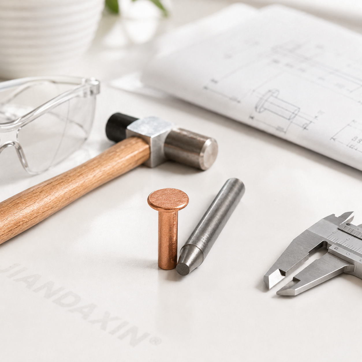 Pure Copper Countersunk Solid Rivets – Hammer-Set