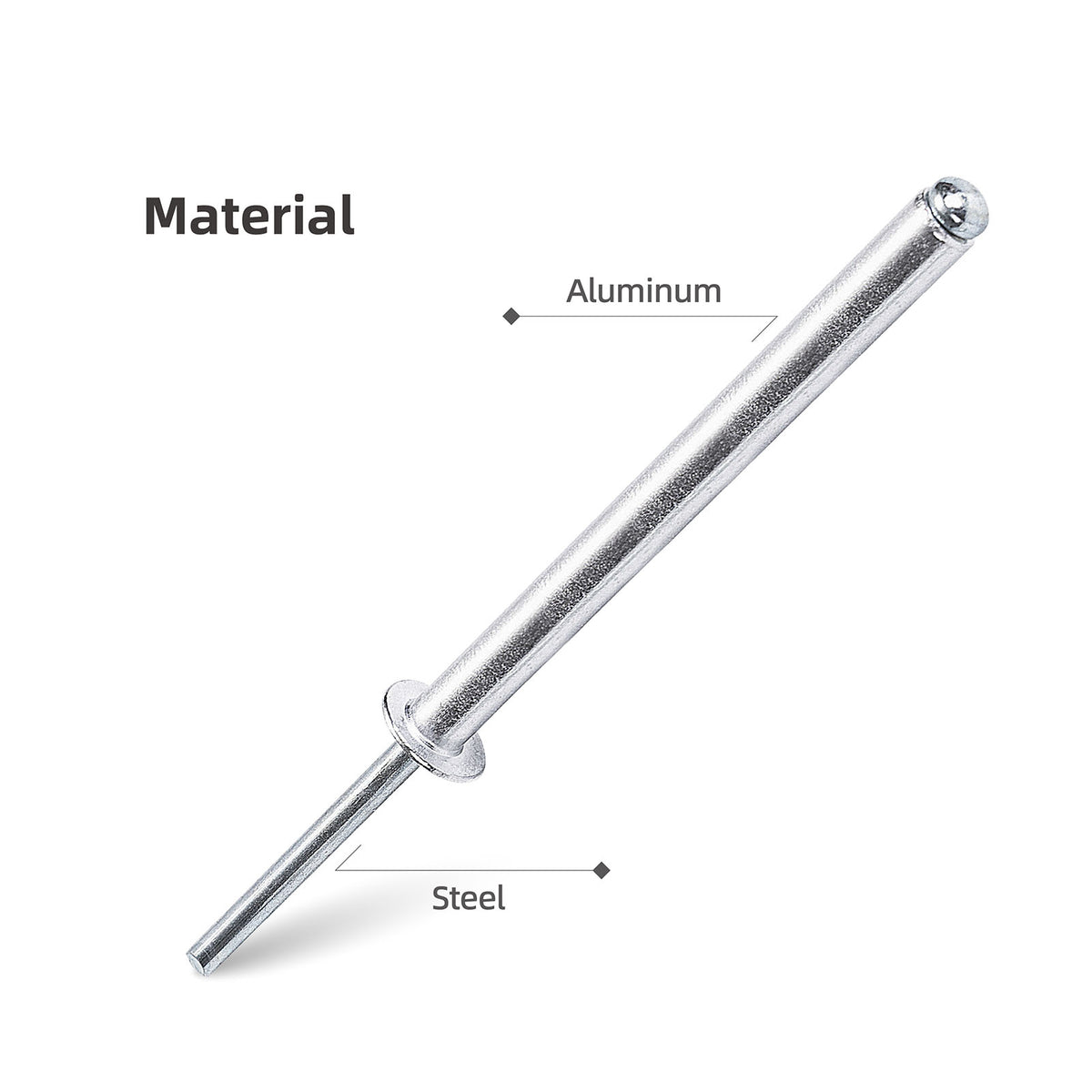 Extra Long Pop Rivets - Aluminium Body Steel Mandrel Blind Rivets for Thick Materials