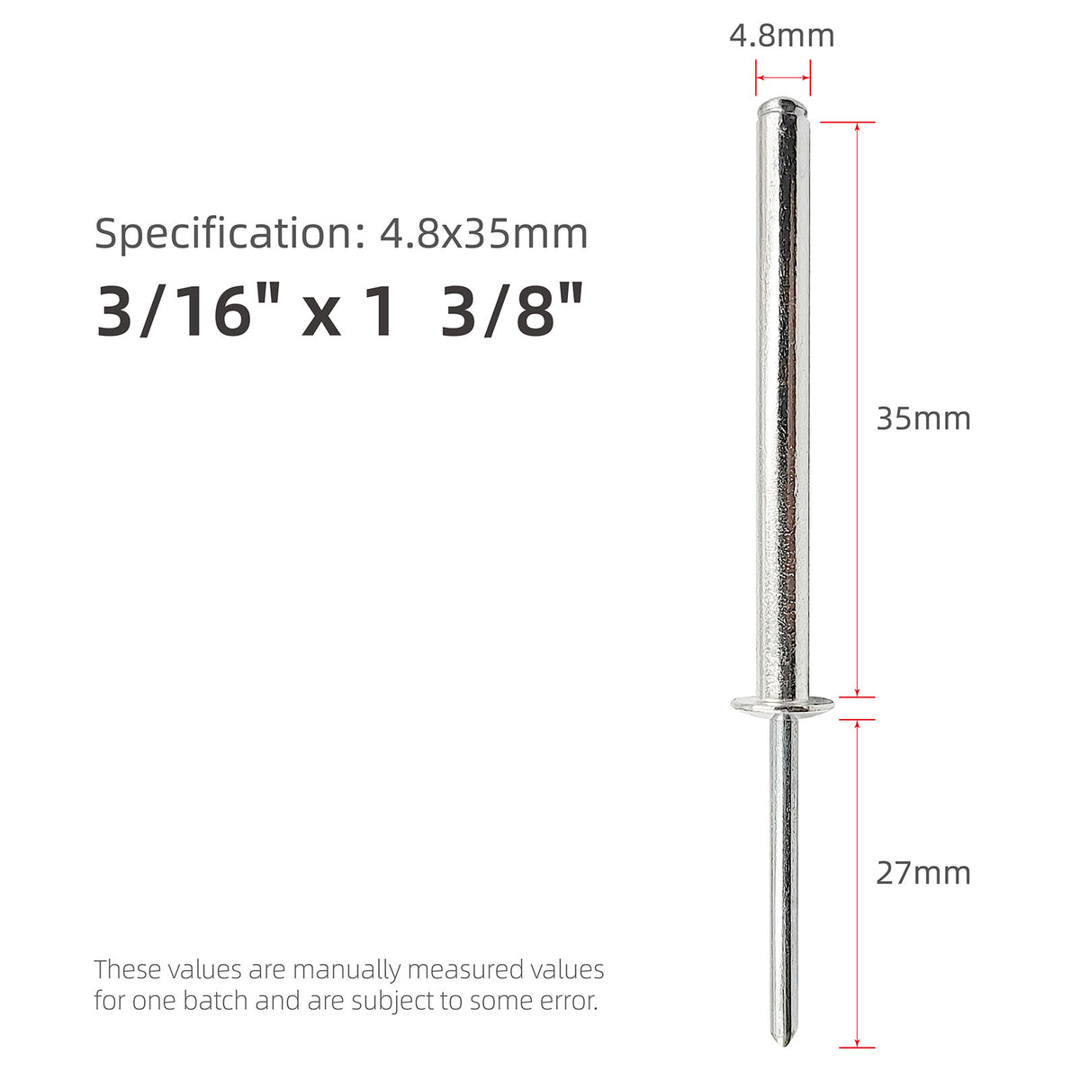Extra Long Pop Rivets - Aluminium Body Steel Mandrel Blind Rivets for Thick Materials