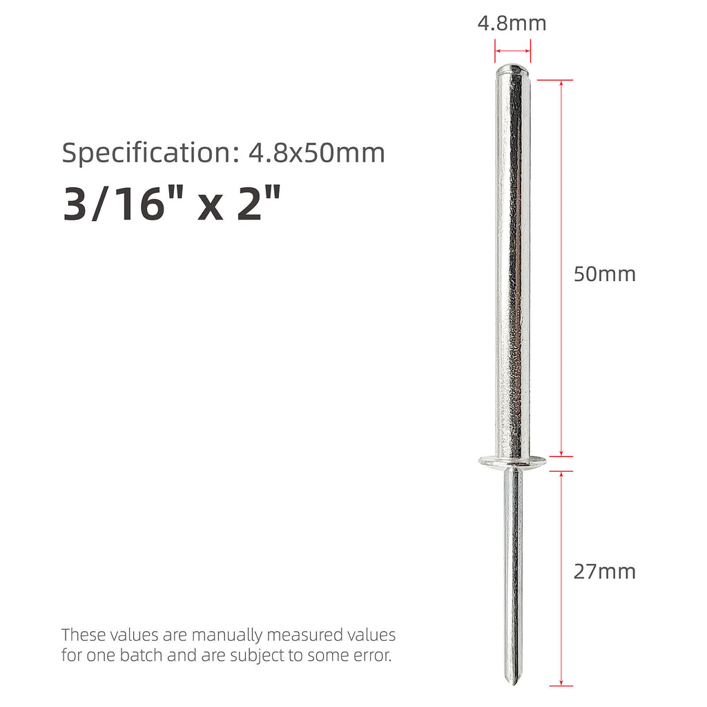 Extra Long Pop Rivets - Aluminium Body Steel Mandrel Blind Rivets for Thick Materials