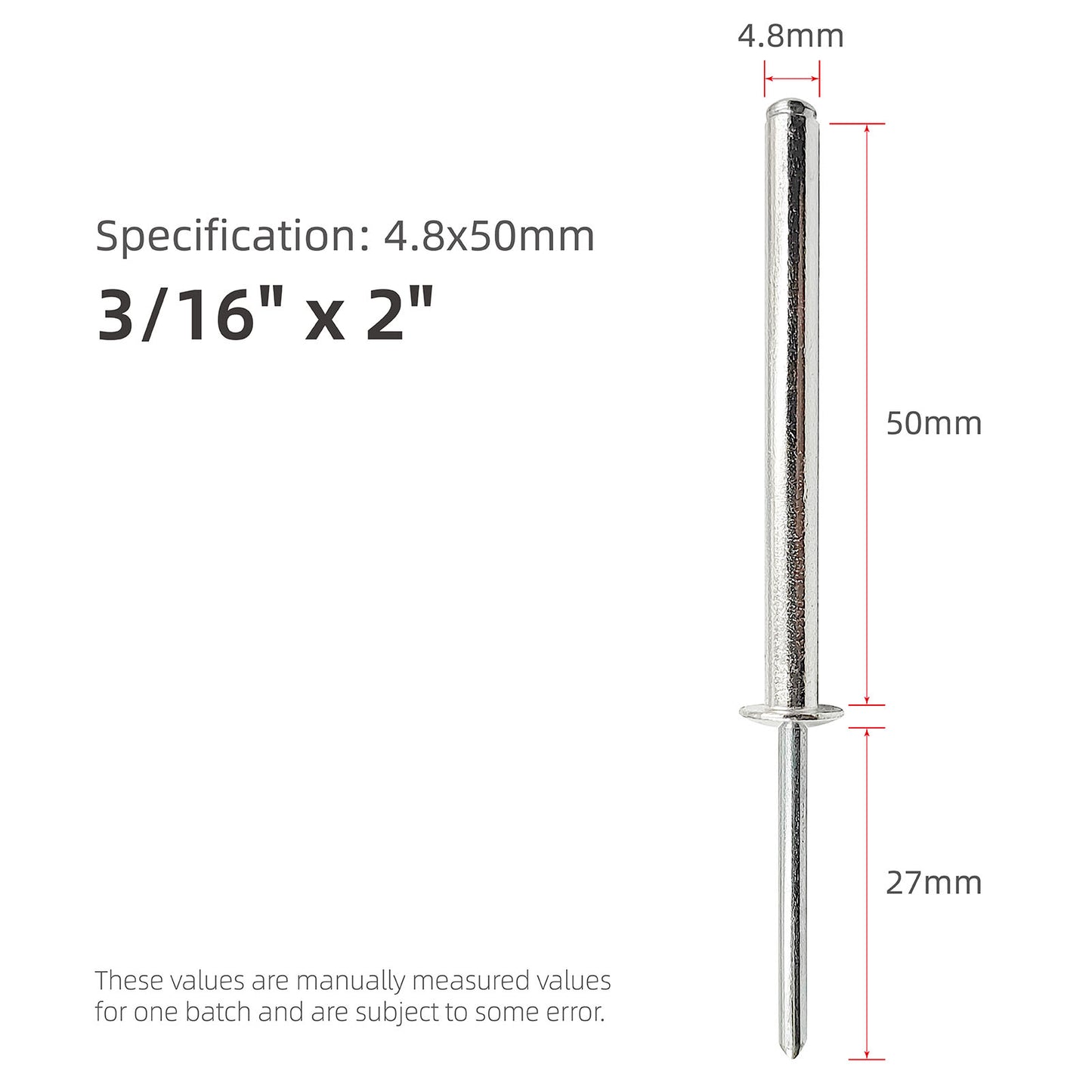 Extra Long Pop Rivets, Extended Length, Aluminium Dome Head Steel Shank Mandrel Long-Shaft Blind Rivets