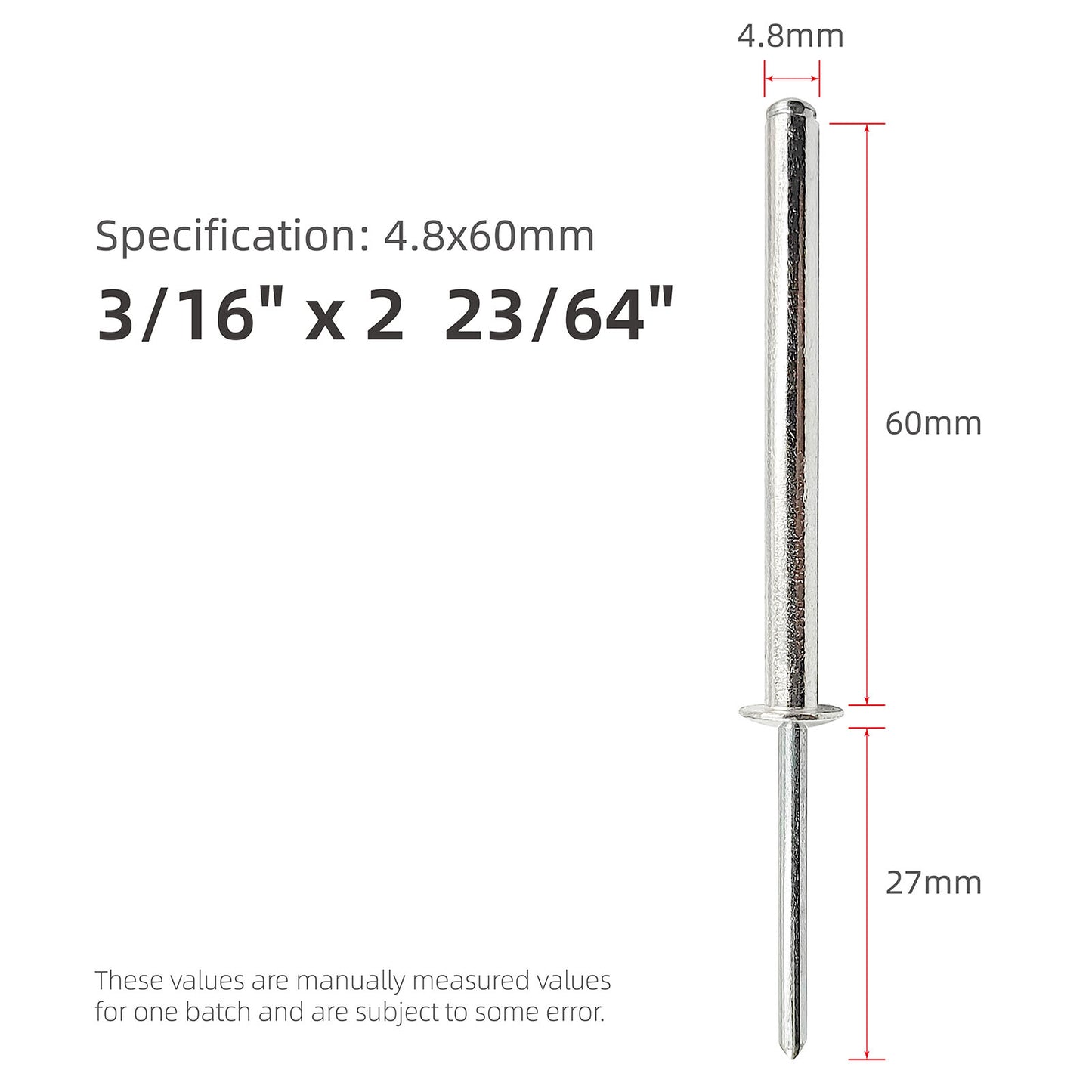 Extra Long Pop Rivets, Extended Length, Aluminium Dome Head Steel Shank Mandrel Long-Shaft Blind Rivets