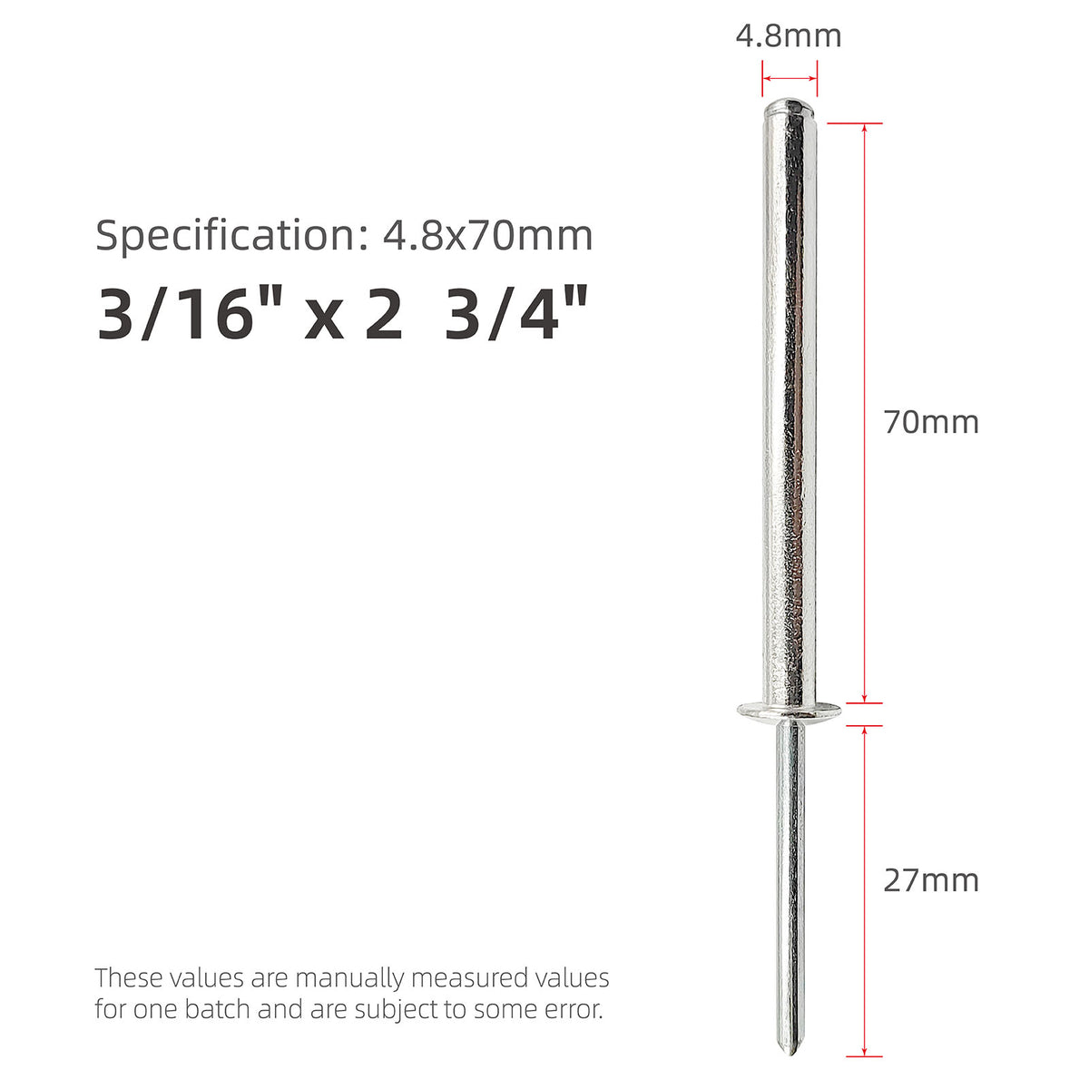 Extra Long Pop Rivets - Aluminium Body Steel Mandrel Blind Rivets for Thick Materials