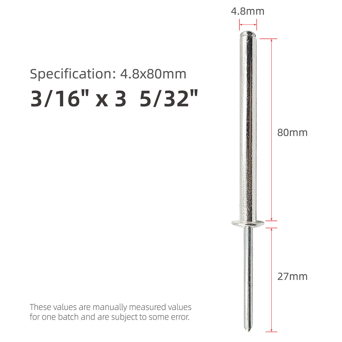 Extra Long Pop Rivets - Aluminium Body Steel Mandrel Blind Rivets for Thick Materials