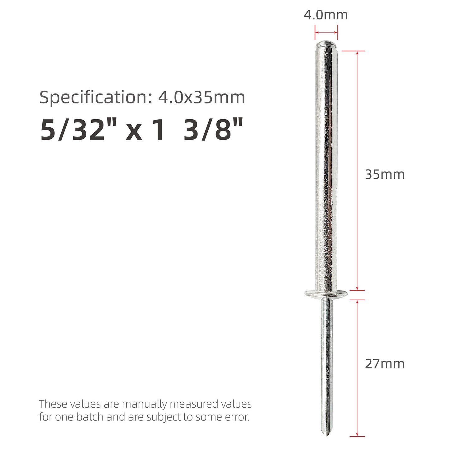 Extra Long Pop Rivets, Extended Length, Aluminium Dome Head Steel Shank Mandrel Long-Shaft Blind Rivets