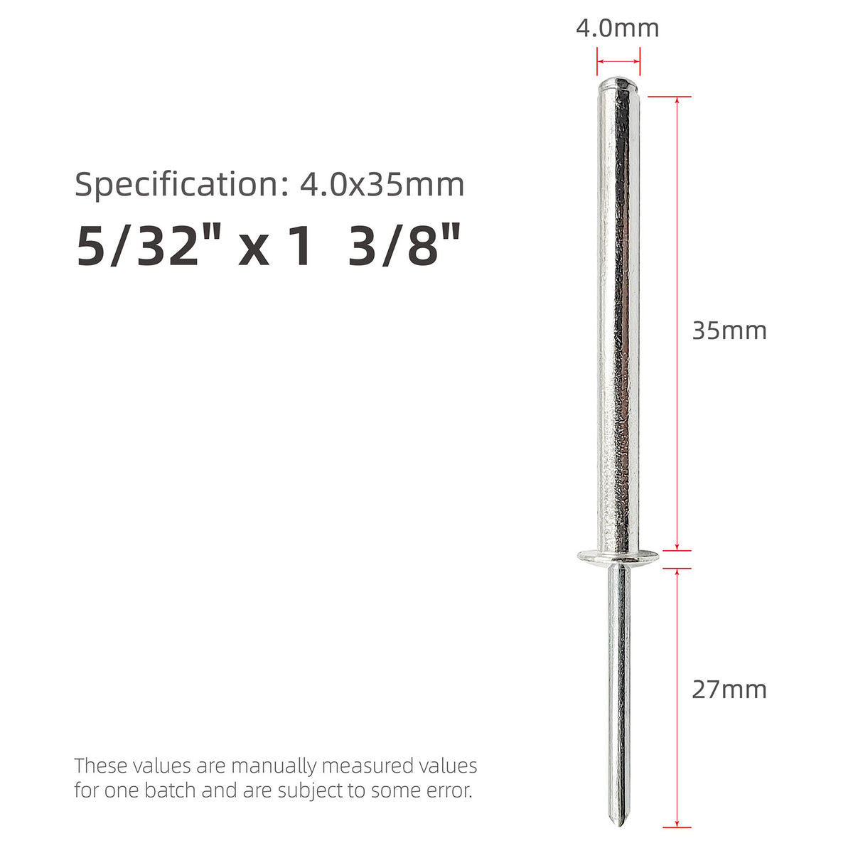 Extra Long Pop Rivets - Aluminium Body Steel Mandrel Blind Rivets for Thick Materials