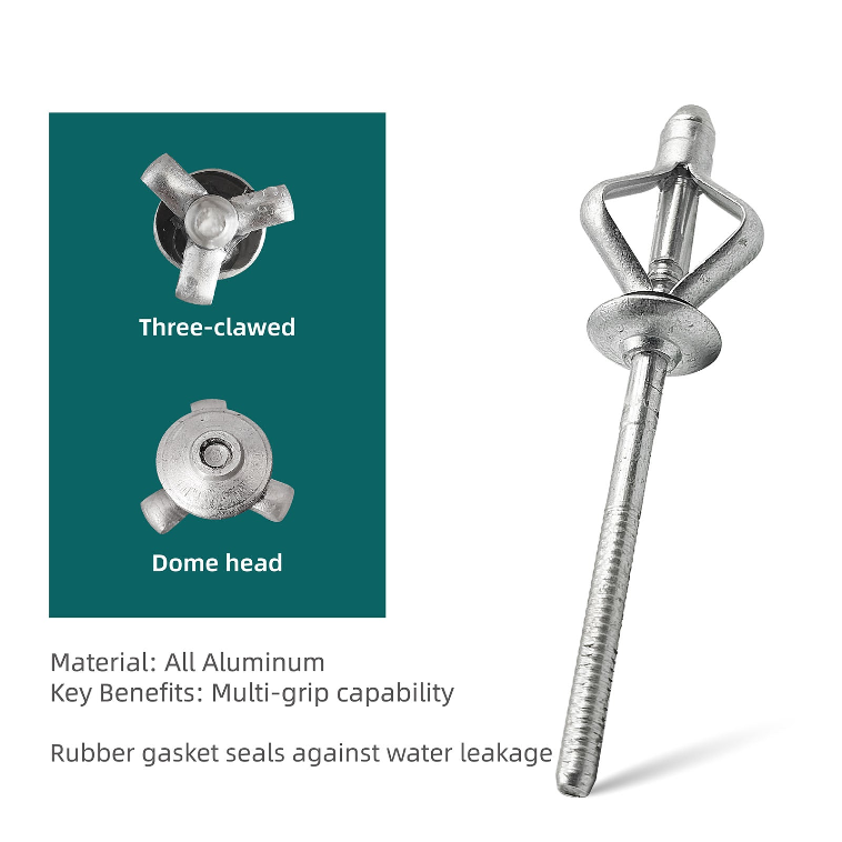 Aluminium-Dreifachspreiz-Blindnieten mit Gummischeibe