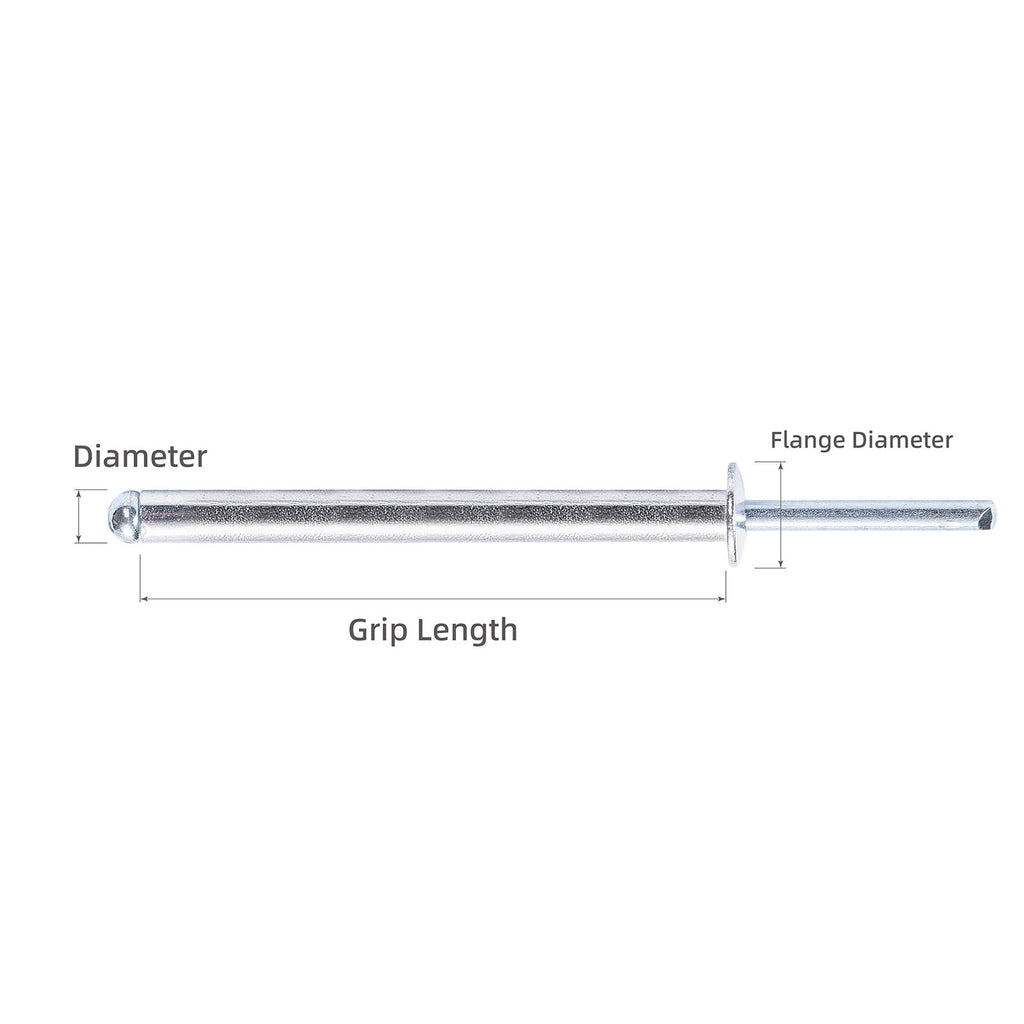 Extra Long Pop Rivets - Aluminium Body Steel Mandrel Blind Rivets for Thick Materials