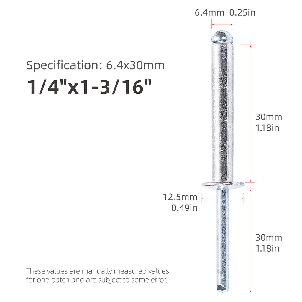 Extra Long Pop Rivets - Aluminium Body Steel Mandrel Blind Rivets for Thick Materials