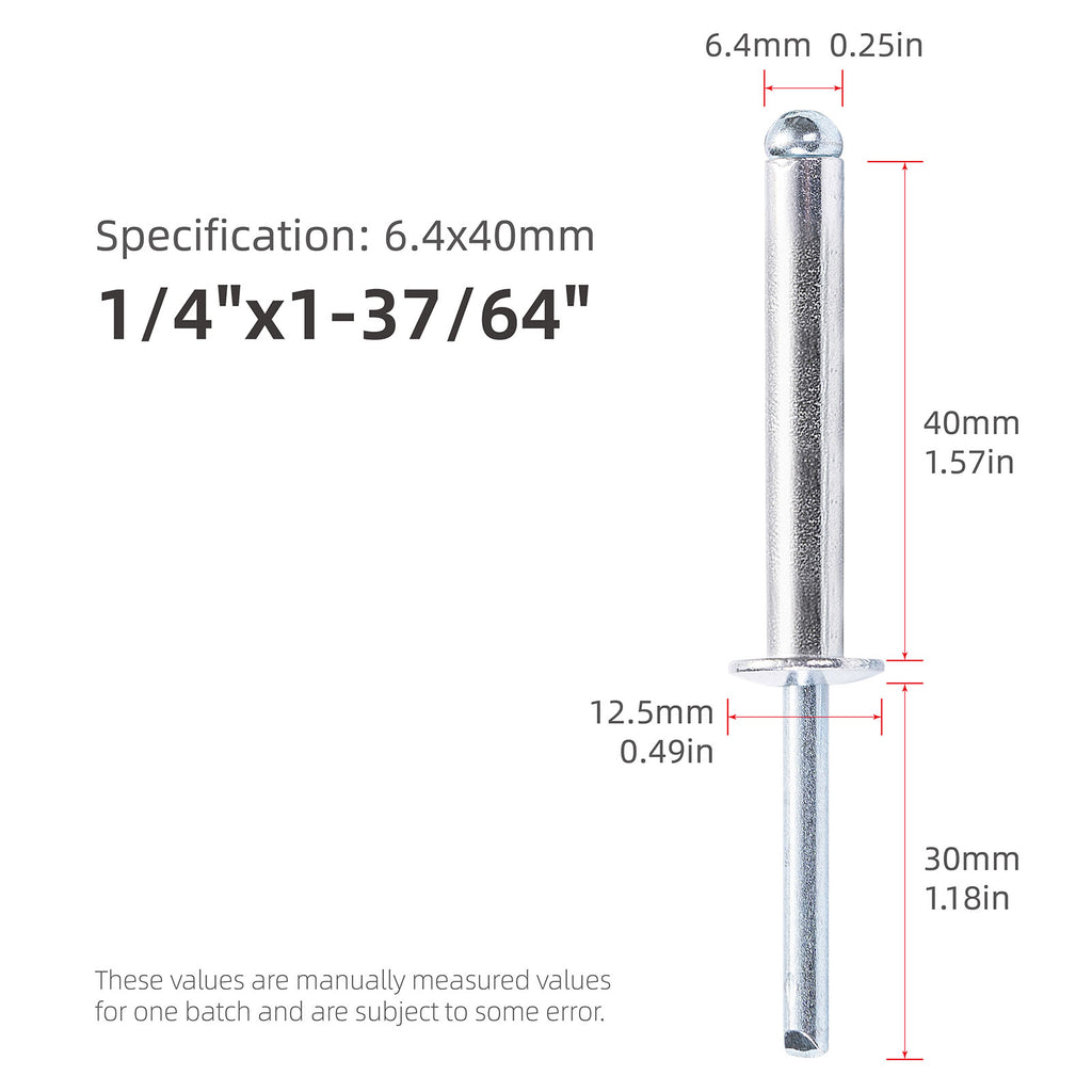 Extra Long Pop Rivets - Aluminium Body Steel Mandrel Blind Rivets for Thick Materials