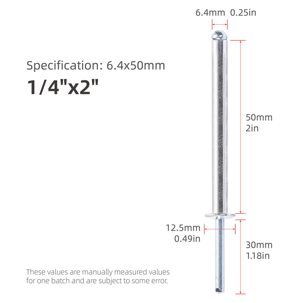 Extra Long Pop Rivets - Aluminium Body Steel Mandrel Blind Rivets for Thick Materials