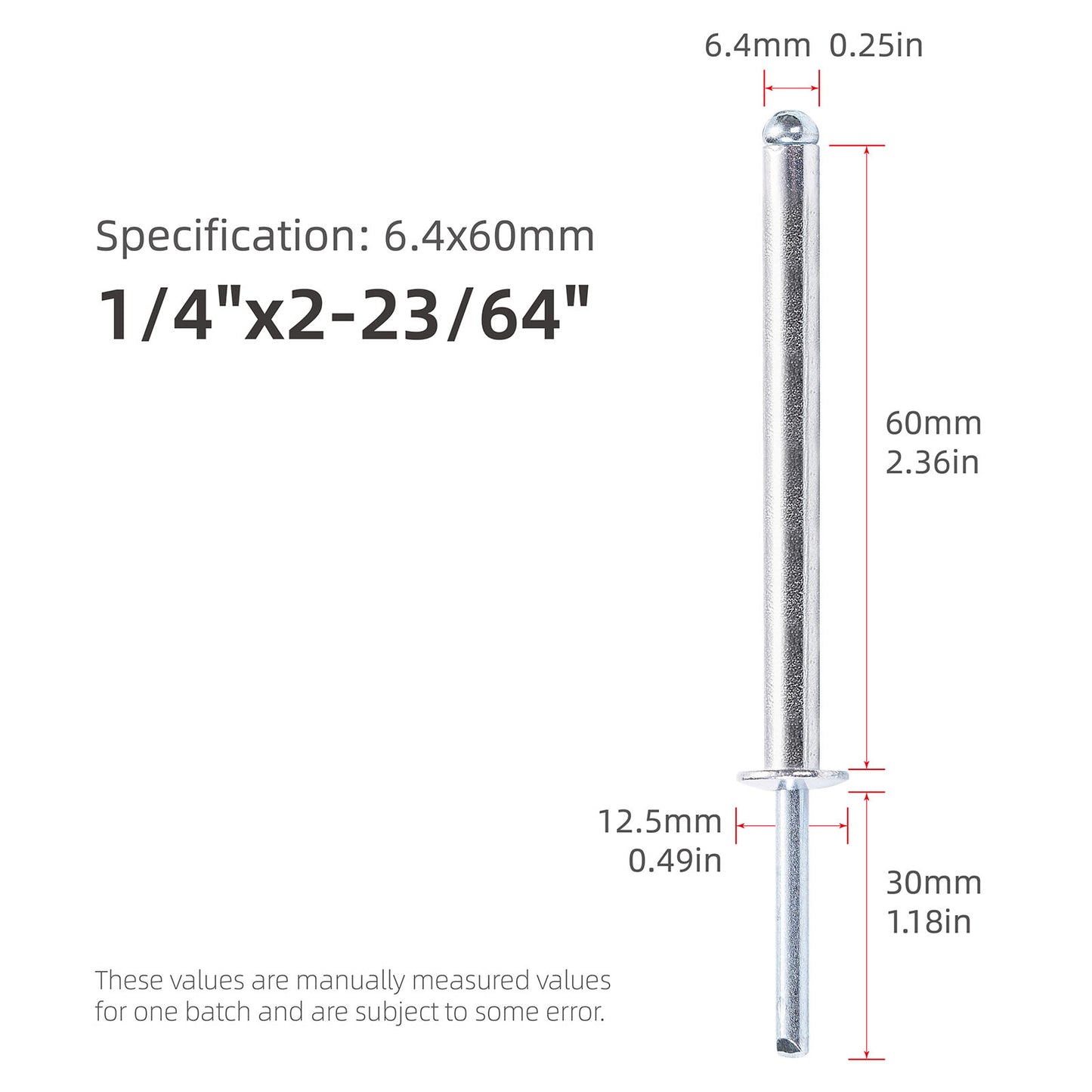 Extra Long Pop Rivets, Extended Length, Aluminium Dome Head Steel Shank Mandrel Long-Shaft Blind Rivets
