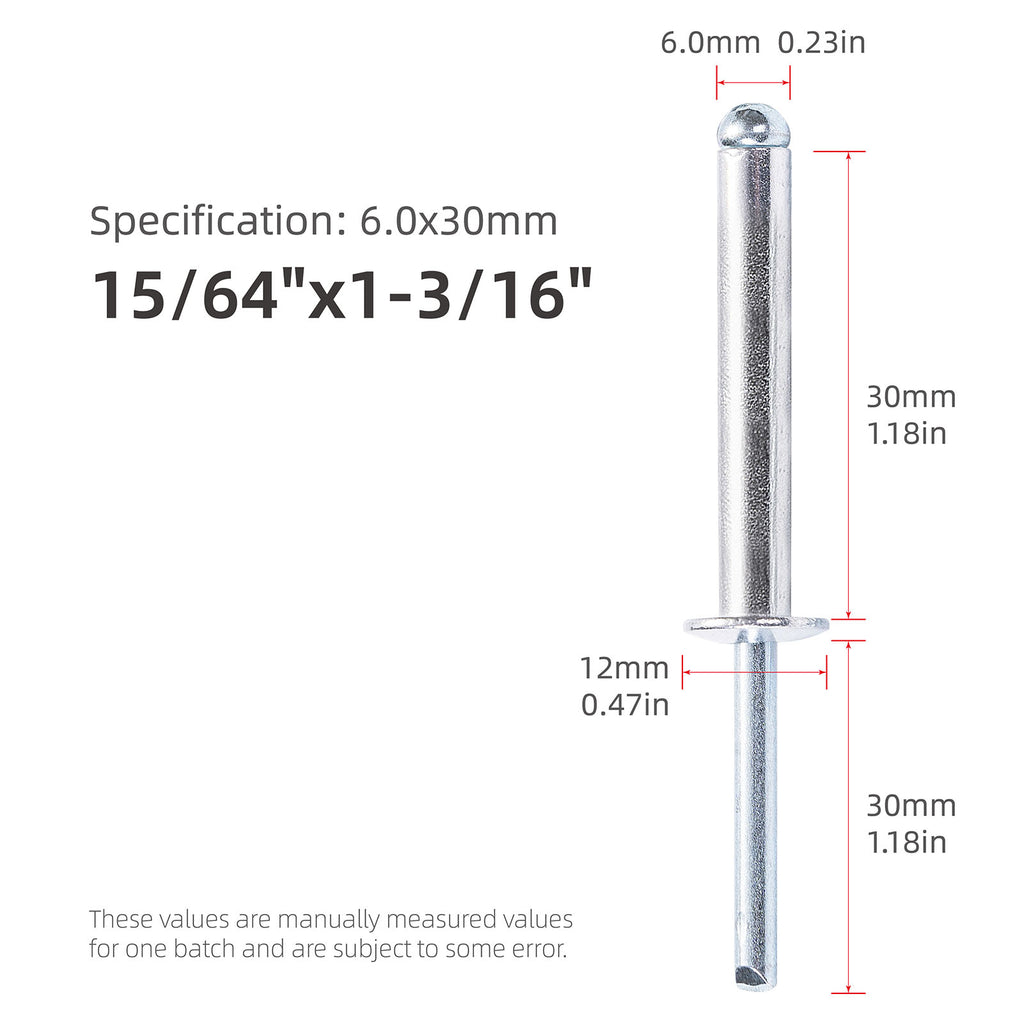 Extra Long Pop Rivets - Aluminium Body Steel Mandrel Blind Rivets for Thick Materials