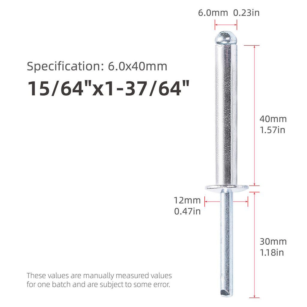 Extra Long Pop Rivets - Aluminium Body Steel Mandrel Blind Rivets for Thick Materials