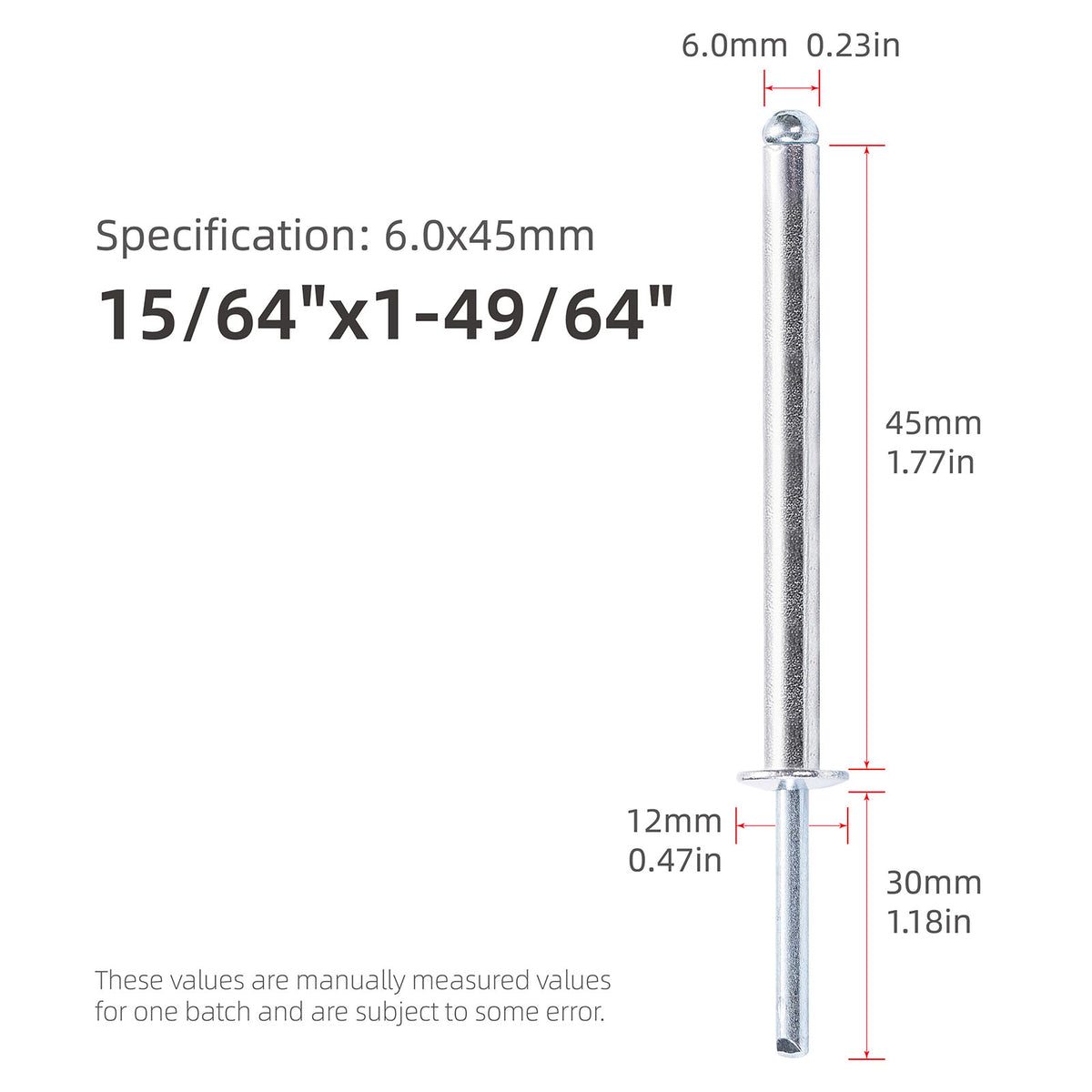 Extra Long Pop Rivets - Aluminium Body Steel Mandrel Blind Rivets for Thick Materials