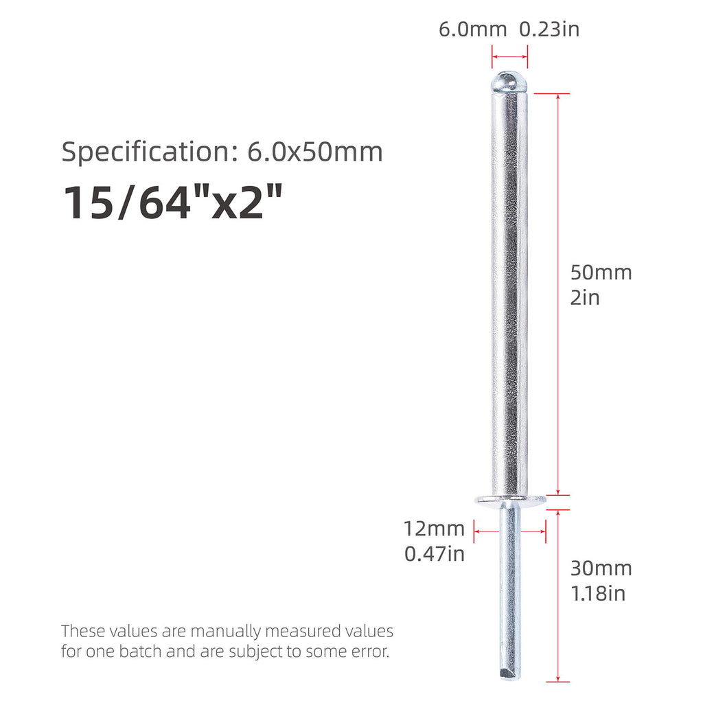 Extra Long Pop Rivets - Aluminium Body Steel Mandrel Blind Rivets for Thick Materials