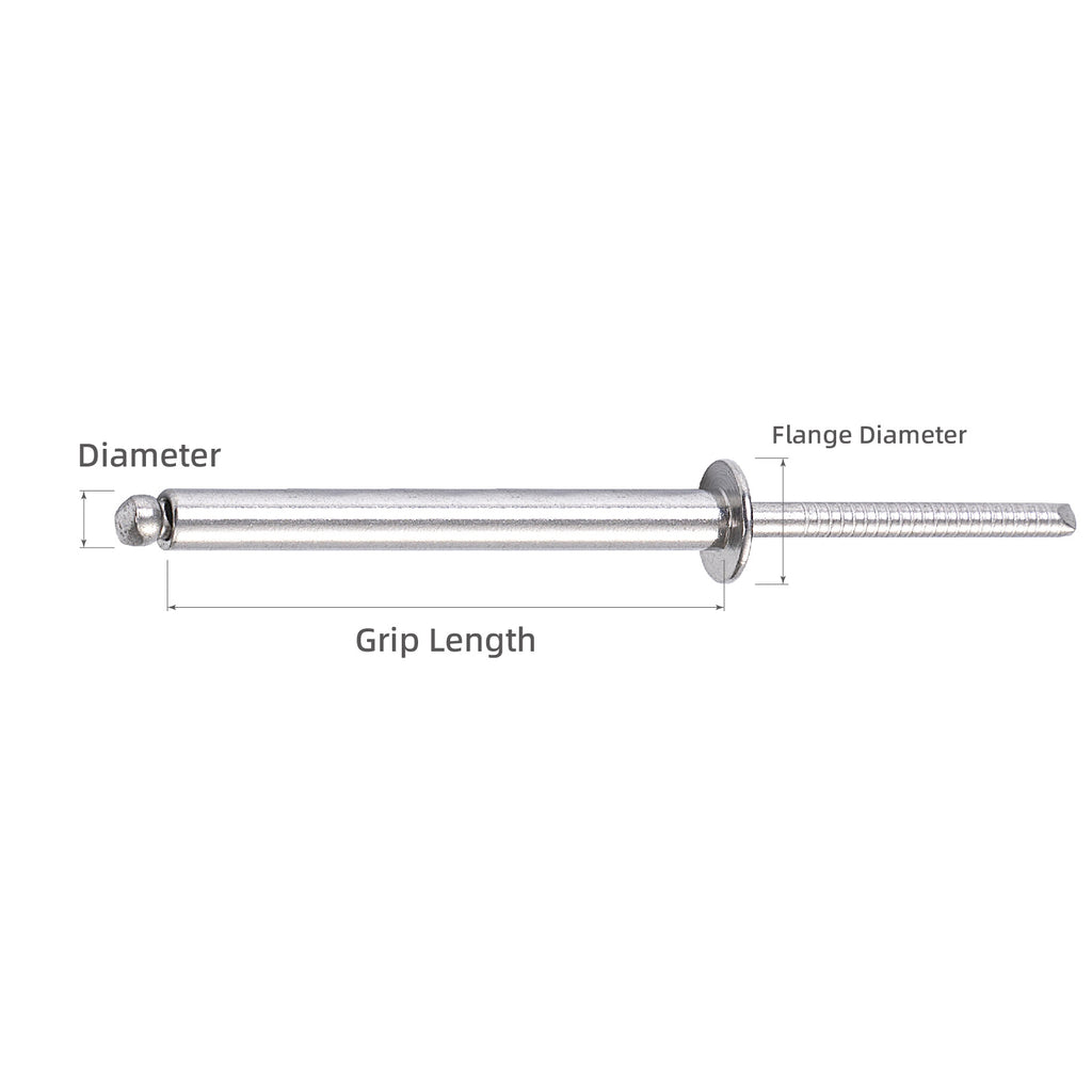 Extralange Edelstahl-Blindnieten, 1/4" (6,4 mm) Durchmesser